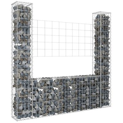 vidaXL Gabionenkorb U-Form mit 2 Säulen Eisen 140x20x150 cm