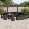 vidaXL Gartensofa-set mit Kissen 13 pcs Schwarz Poly Rattan