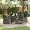 vidaXL Garten Essgruppe 5 pcs Grau Poly-Rattan