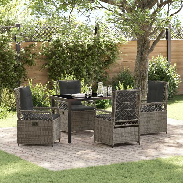 vidaXL Garten Essgruppe 5 pcs Grau Poly-Rattan