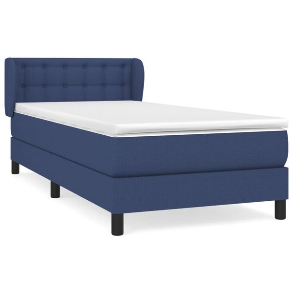vidaXL Boxspringbett mit Matratze Blau 80x200 cm Stoff