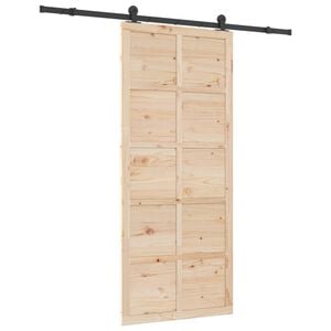 vidaXL Schiebet&uuml;r 100 x 208 cm Massives Kiefernholz Natur