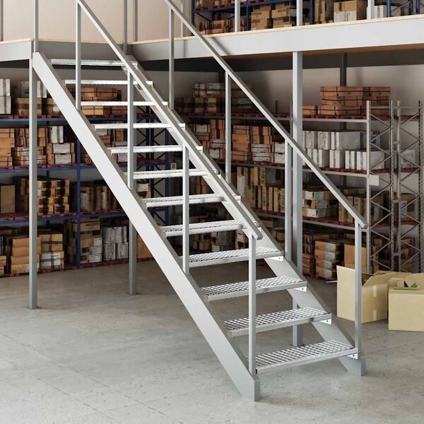 vidaXL Gitterroststufe 80x24x7 cm Verzinkter Stahl