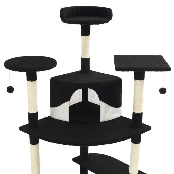 vidaXL Katzen-Kratzbaum mit Sisal-Kratzsäulen 203 cm Schwarz und Weiß