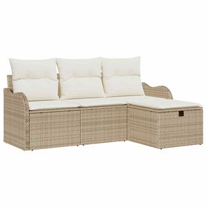 vidaXL Gartensofa-set mit Kissen mit Speicher 4 pcs Poly Rattan