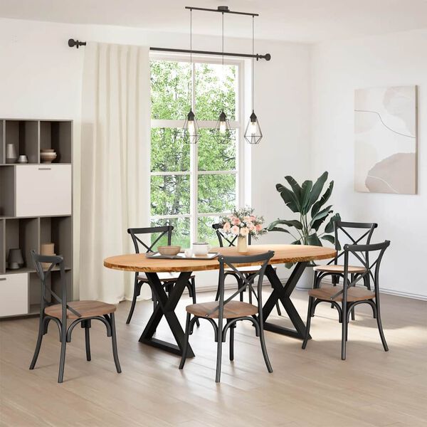 vidaXL Esstisch Hellbraun 220x100x74 cm Massivholz Eiche Oval