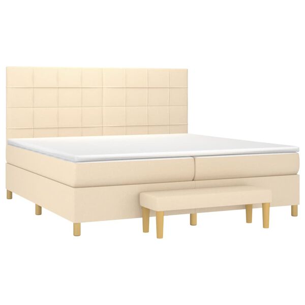 vidaXL Boxspringbett mit Matratze Creme 200x200 cm Stoff