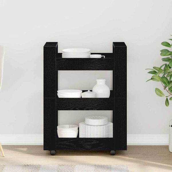 vidaXL K&uuml;chentrolley Schwarz Eichen-Optik 60 x 45 x 80 cm