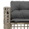 vidaXL Gartensofa in L-Form mit Kissen und Fu&szlig;bank Grau Poly Rattan