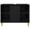 vidaXL Badezimmerm&ouml;bel-Set mit Speicher 3 pcs Schwarz Holzwerkstoff