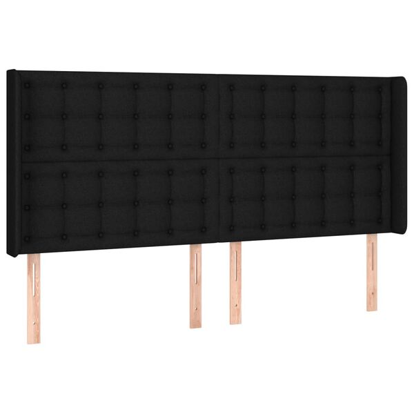 vidaXL Kopfteil mit Ohren Schwarz 163x16x118/128 cm Stoff