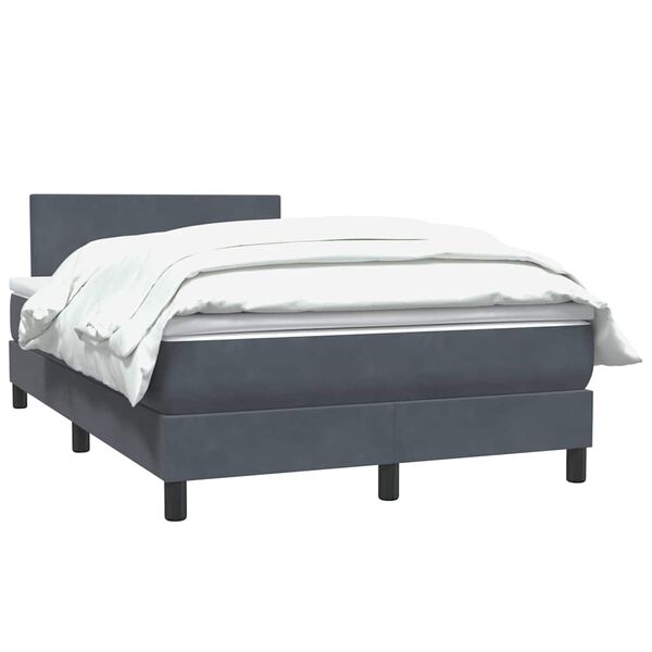 vidaXL Boxspringbett mit Matratze Dunkelgrau 120x210 cm Samt