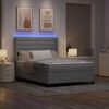 vidaXL LED Boxspringbett mit Matratze Hellgrau 140 x 200 cm Stoff