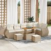 vidaXL Gartensofa-set mit Kissen 9 pcs Beige und Creme Poly Rattan