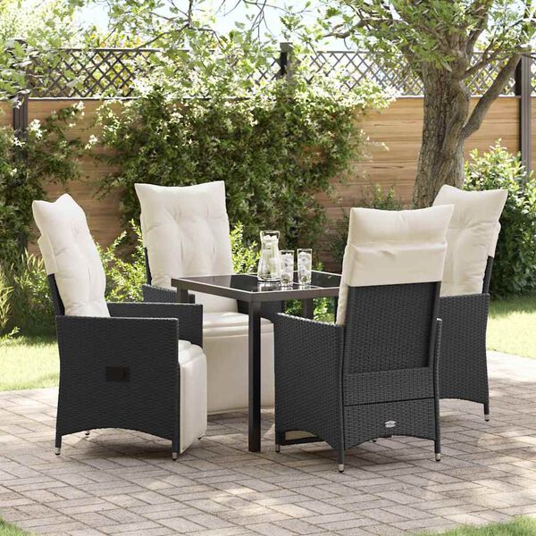 vidaXL Garten Essgruppe mit Kissen 5 pcs Schwarz Poly Rattan