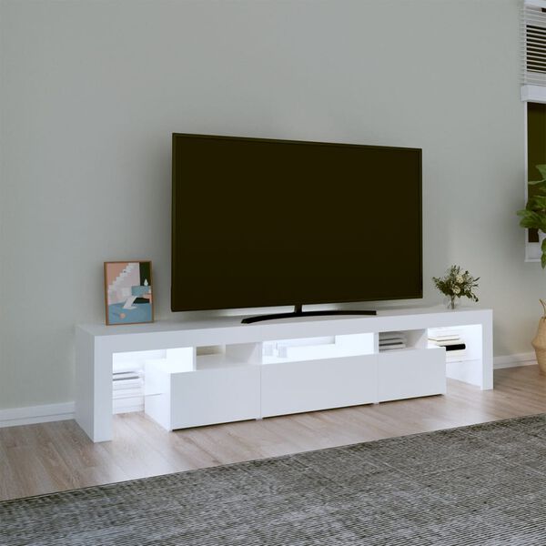 vidaXL TV-Schrank mit LED-Leuchten Wei&szlig; 200x36,5x40 cm