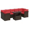 vidaXL 8-tlg. Garten-Sofagarnitur mit Kissen Braun Poly Rattan Akazie