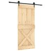 vidaXL Schiebet&uuml;r Nat&uuml;rlich und Schwarz 90 x 210 cm Massivkiefer