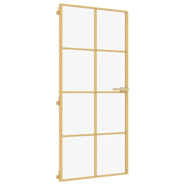 vidaXL Innentür Schlank Golden 93x201,5 cm Hartglas und Aluminium