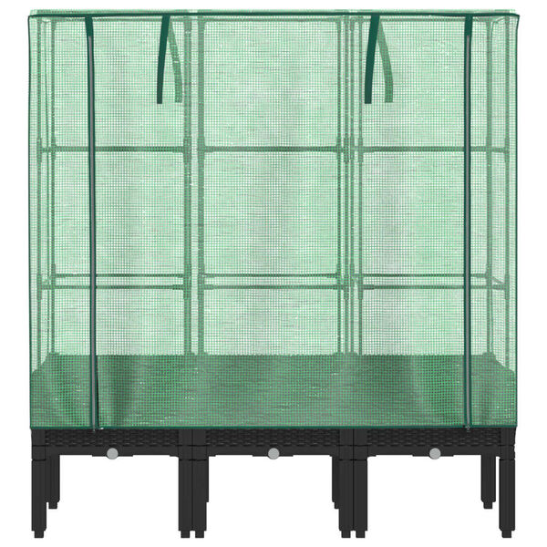 vidaXL Hochbeet mit Gew&auml;chshaus-Aufsatz Rattan-Optik 120x40x140 cm