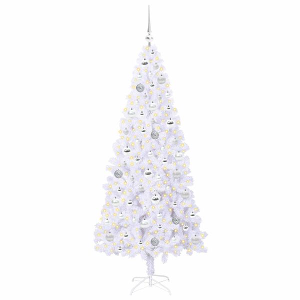 vidaXL K&uuml;nstlicher Weihnachtsbaum Wei&szlig; 180 cm PVC und Stahl