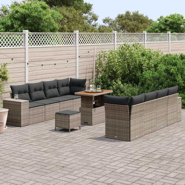 vidaXL Garten-Sofa-Set 11 pcs Grau Poly-Rattan