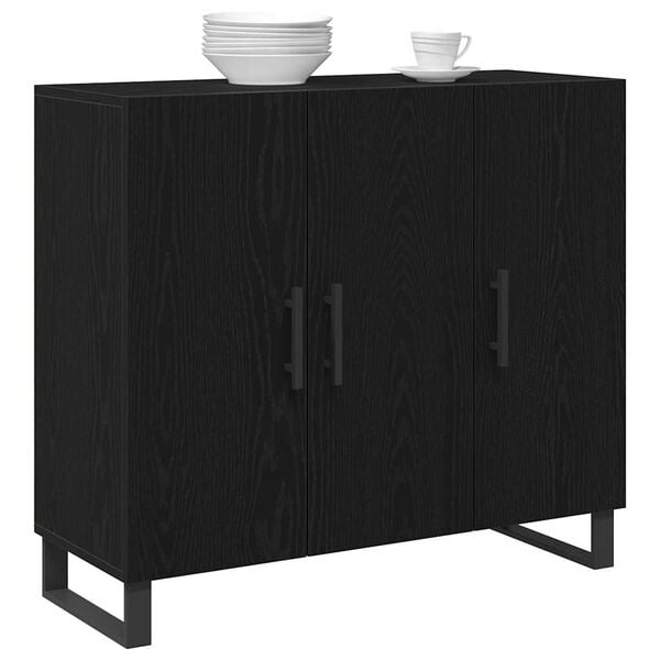 vidaXL Sideboard Schwarz Eichen-Optik 90 x 34 x 80 cm Holzwerkstoff