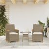 vidaXL Gartenstühle mit Kissen 2 Stk. Beige Poly Rattan Massivholz