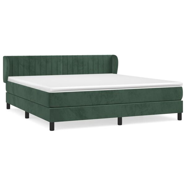 vidaXL Boxspringbett mit Matratze Dunkelgr&uuml;n 180x200 cm Samt