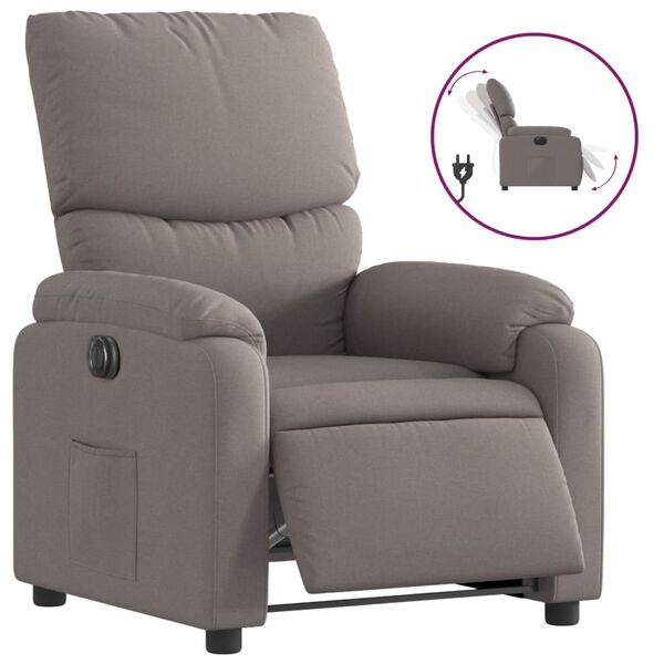 vidaXL Relaxsessel Elektrisch Taupe Stoff