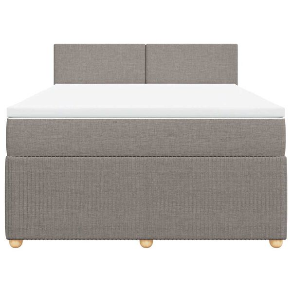 vidaXL Boxspringbett mit Matratze Taupe 140x190 cm Stoff