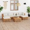 vidaXL 7-tlg. Garten-Lounge-Set mit Kissen Creme Massivholz Teak