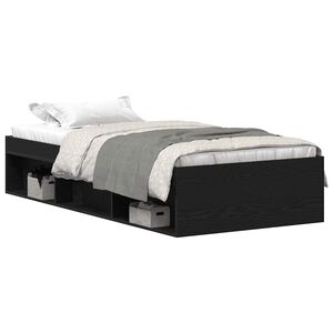 vidaXL Bettgestell ohne Matratze Schwarz Eichen-Optik 75x190 cm