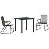 vidaXL Garten Essgruppe 3 pcs Schwarz Pulverbeschichteter Stahl