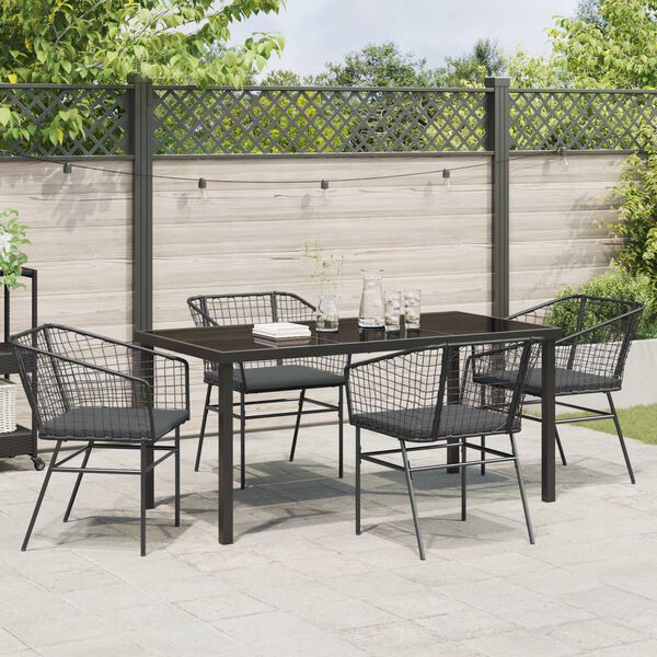 vidaXL Garten Essgruppe 5 pcs Schwarz Poly-Rattan