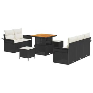 vidaXL Gartensofa-set mit Kissen 8 pcs Schwarz Poly-Rattan
