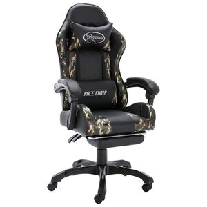 vidaXL Gaming-Stuhl mit Fu&szlig;st&uuml;tze Schwarz und Tarnmuster Kunstleder