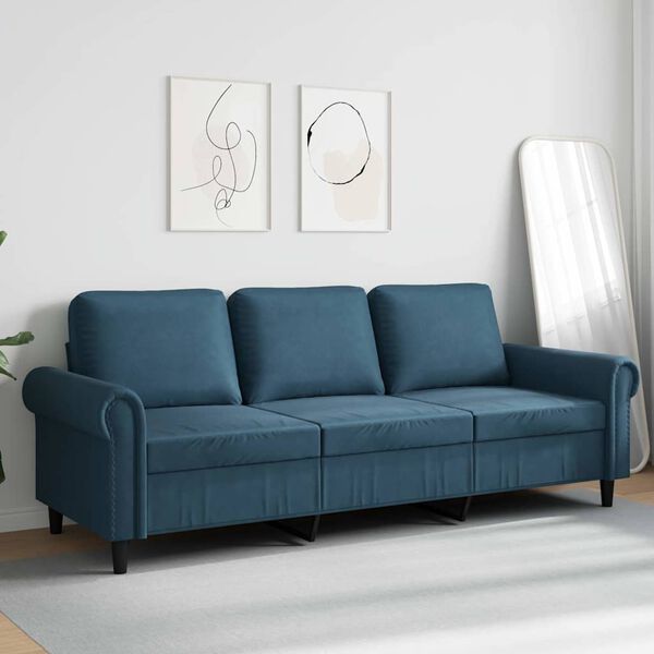 vidaXL 3-Sitzer-Sofa Blau 180 cm Samt