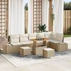 vidaXL Gartensofa-set mit Kissen 9 pcs Beige Poly-Rattan