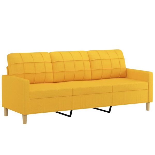 vidaXL 3-Sitzer-Sofa Hellgelb 180 cm Stoff