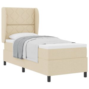 vidaXL Boxspringbett mit Kissen mit Kopfteil Creme 80 x 200 cm Stoff