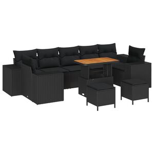 vidaXL Gartensofa-set 10 stk. Schwarz Poly-Rattan