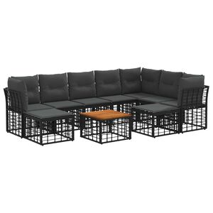 vidaXL Outdoor-Sofagarnitur 10 pcs Schwarz und Dunkelgrau Polyester