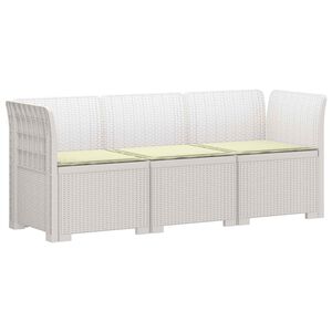 vidaXL 3-Sitzer Garten Sofa mit Kissen Rattan-Look PP Wei&szlig;