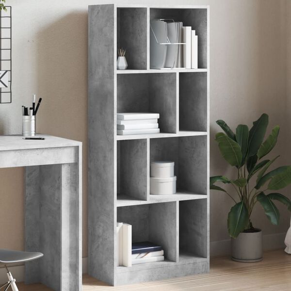 vidaXL B&uuml;cherregal Betongrau 57x28,5x141 cm Holzwerkstoff