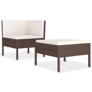 vidaXL 2-tlg. Garten-Lounge-Set mit Auflagen Poly Rattan Braun
