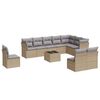 vidaXL 11-tlg. Garten-Sofagarnitur mit Kissen Beige Poly Rattan