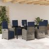 vidaXL Garten Essgruppe mit Kissen 7 pcs Grau Poly-Rattan