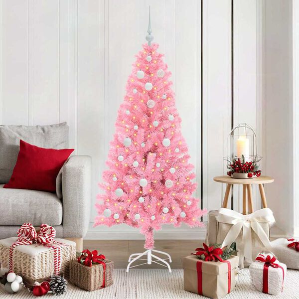 vidaXL Weihnachtsbaum mit 150 LEDs mit St&auml;nder Rosa 150 cm PVC