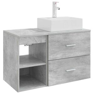 vidaXL Badezimmerm&ouml;bel-Set 2 pcs Betongrau Holzwerkstoff